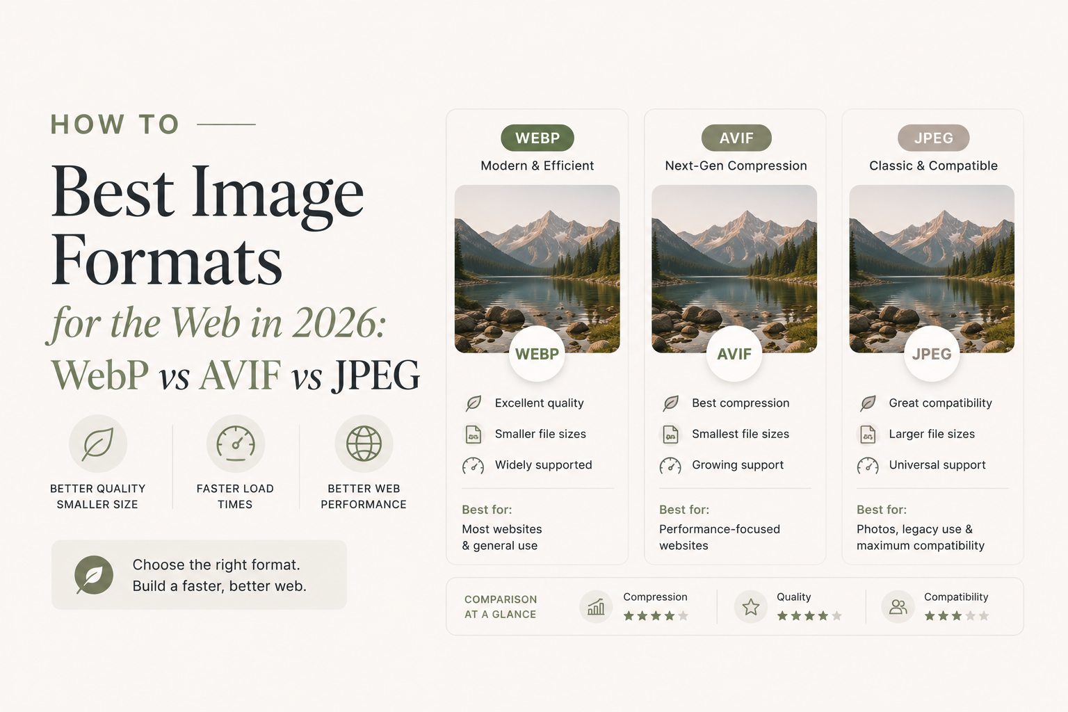 Best Image Formats for the Web in 2026: WebP vs AVIF vs JPEG